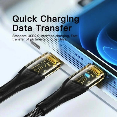Кабель Essager Interstellar Transparent Design USB Charging Cable Type C to Lightning 1m black (EXCTL-XJ01-P) (EXCTL-XJ01-P) - зображення 4