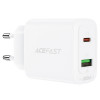 Мережевий зарядний пристрій ACEFAST A25 PD20W (USB-C+USB-A) dual port charger White (Белый)- № 2