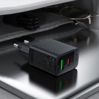Мережевий зарядний пристрій ACEFAST A78 PD20W GaN (USB-A+USB-C) charger Black (Цвет Черный) - фото № 6