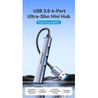 USB-хаб Vention USB 3.0 to USB 3.0/USB 2.0*3 Mini Hub 0.15M Gray Metal Type (CKOHB) (Цвет Metal Gray) - фото № 2