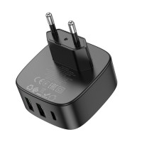 Мережевий зарядний пристрій BOROFONE BAS23A Lucky PD30W(1C2A) charger(EU) Black (Колір Черный) - фото № 6
