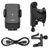 Тримач для мобільного з БЗП HOCO S35 Smart alignment wireless charging car holder Black (Черный)- № 5