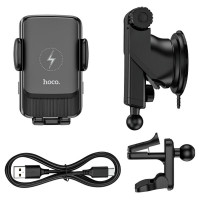 Тримач для мобільного з БЗП HOCO S35 Smart alignment wireless charging car holder Black (Цвет Черный) - фото № 5