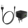 Мережевий зарядний пристрій HOCO C70A Cutting-edge single port QC3.0 charger set(Micro) Black - зображення 2