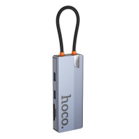 USB-хаб HOCO HB52 Wow 8-in-1 multi-function converter (HDTV+RJ45+SD/TF+PD+Type-C3.0+USB3.0*2) Deep Space Gray (Цвет Deep-Space-Gray) - фото № 4