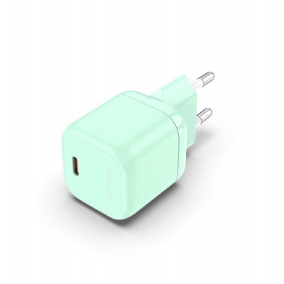 Зарядный пристрій Vention 1-портовое зарядное устройство USB-C GaN (30 Вт), зеленая вилка европейского стандарта (FAKG0-EU) - изображение 1