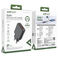 Мережевий зарядний пристрій ACEFAST A69 PD30W GaN (USB-A+USB-C) ultra-thin charger Black (Цвет 7073) - фото № 6