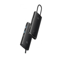 USB-хаб Baseus Lite Series 6-Port Type-C HUB Docking Station (Type-C to HDMI+USB3.0*2+Type-C Data+SD/TF) Black (Колір 7073) - фото № 2