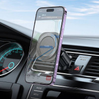 Автотримач для телефона HOCO H28 Rainbow ring magnetic car holder(air outlet) Black (Цвет Черный) - фото № 8