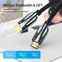 Кабель Vention HDMI-HDMI, 1M, v2.1, 8K 60Hz, 4K 120Hz, 2K 144Hz, 1080P 160Hz (AANBF) (Колір Black) - фото № 4