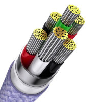 Кабель Baseus Flash Series Ⅱ One-for-three Fast Charging Data Cable USB to M+L+C 66W 1.2m Purple (Цвет Фиолетовый) - фото № 4