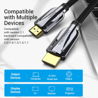 Кабель Vention HDMI-HDMI, 1M, v2.1, 8K 60Hz, 4K 120Hz, 2K 144Hz, 1080P 160Hz (AANBF) (Колір Black) - фото № 5