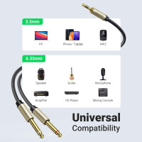 Аудіокабель UGREEN 3.5mm TRS to Dual 6.35mm TS Audio Cable 1m (Gray) (Цвет Серыйм) - фото № 7