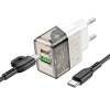 Мережевий зарядний пристрій BOROFONE BA80A Scenery PD20W+QC3.0 charger set(Type-C to Type-C) Transparent Black (Transparent-Black)- № 5