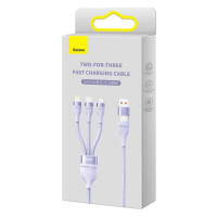 Кабель Baseus Flash Series Ⅱ Two-for-three Charging Cable U+C to M+L+C 100W 1.2m Purple (Цвет Фиолетовый) - фото № 2