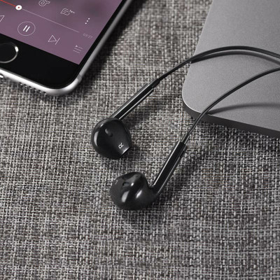 Навушники HOCO M55 Memory sound wire control earphones with mic Black - зображення 5