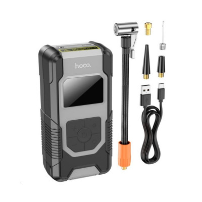 Автомобільний насос HOCO DPH04 Car portable smart air pump Black - зображення 4