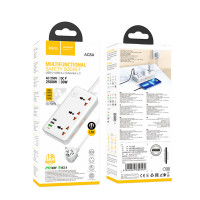 Мережевий подовжувач HOCO AC8A Storm 3-position socket(PD30W/1C3A) White (Цвет Белый) - фото № 6