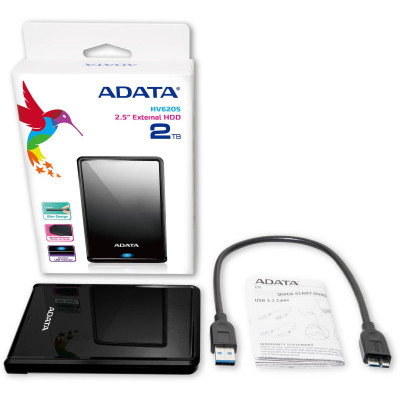 PHD External 2.5'' ADATA USB 3.2 Gen. 1 DashDrive Classic HV620S 2TB Slim Black (AHV620S-2TU31-CBK) - зображення 2