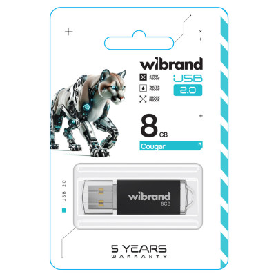 Flash Wibrand USB 2.0 Cougar 8Gb Black - изображение 2