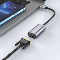 Кабель-перехiдник HOCO UA21 Origin Type-C to VGA converter Metal Gray (Колір Metal Gray) - фото № 7