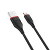 Кабель BOROFONE BX17 USB to iP 2А, 1м, ПВХ, разъемы TPE, Черный (BX17LB)