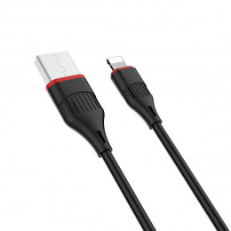 Кабель BOROFONE BX17 USB to iP 2A, 1m, PVC, TPE connectors, Black