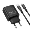 Мережевий зарядний пристрій BOROFONE BA98A Ilustre PD30W (2C1A) charger with digital display set (C to iP) (EU) Black (7073)- № 6