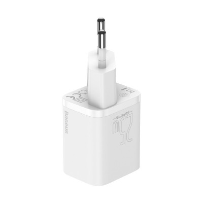 МЗП Baseus Super Si Quick Charger 1C 25W EU Sets White（With Mini White Cable Type-C to Type-C 3A 1m White） - зображення 4