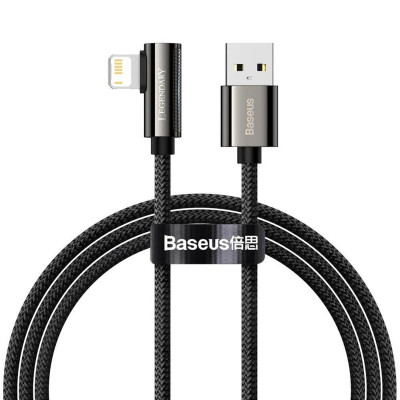 Кабель Baseus Legend Series Elbow Fast Charging Data Cable USB to iP 2.4A 1m Black (CALCS-01) - зображення 1