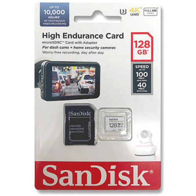 microSDXC (UHS-1 U3) SanDisk High Endurance 128Gb class 10 V30 (100Mb/s) (adapterSD) (SDSQQNR-128G-GN6IA) - изображение 2