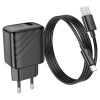 Мережевий зарядний пристрій HOCO CS21A Rich single port QC3.0 charger set (Type-C)(EU) Black (7073)- № 3