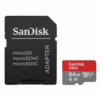 microSDXC (UHS-1) SanDisk Ultra 64Gb class 10 A1 (140Mb/s) (adapter) (SDSQUAB-064G-GN6MA) - изображение 1