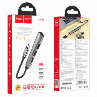 USB-хаб HOCO HB26 4 in 1 adapter(Type-C to USB3.0+USB2.0*3) Metal Gray (Колір Metal Gray) - фото № 5