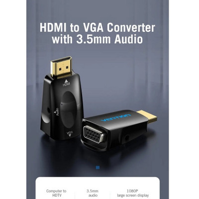 Перехідник Vention HDMI to VGA Converter 1080P with 3.5MM Audio (AIDB0) - изображение 2