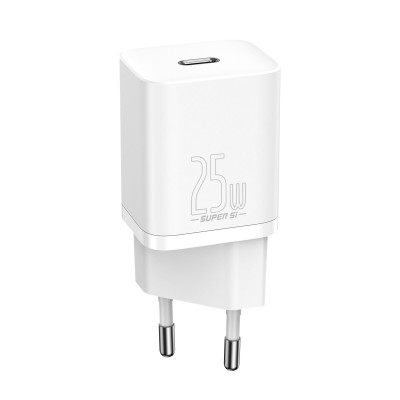 МЗП Baseus Super Si Quick Charger 1C 25W EU Sets White（With Mini White Cable Type-C to Type-C 3A 1m White） - зображення 3