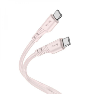 Кабель HOCO X97 Crystal color 60W silicone charging data cable Type-C to Type-C light pink (6931474799944) - зображення 1