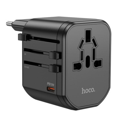 УЗП HOCO AC15 Walker three-port PD20W(1C2A) universal conversion charger Black - зображення 2