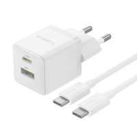 Мережевий зарядний пристрій Baseus Palm Fast Charger C+U 30W EU Moon White (with Baseus Mini White Cable USB-C to USB-C 60W (20V/3A) 1m Moon White)