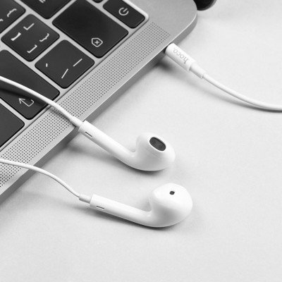 Навушники HOCO M55 Memory sound wire control earphones with mic White - зображення 3