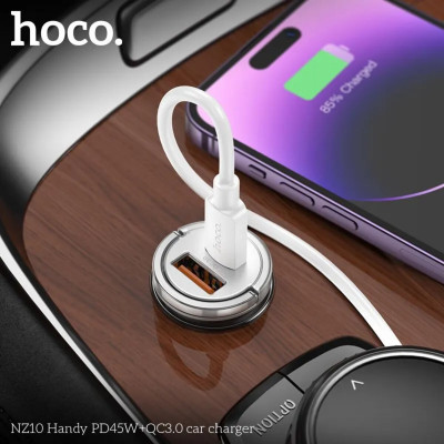 Автомобільний зарядний пристрій HOCO NZ10 Handy PD45W+QC3.0 car charger Silver - зображення 7