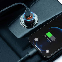 Автомобільний зарядний пристрій Baseus Golden Contactor Max Dual Fast Charger Car Charger U+C 60W Dark Gray (Колір Темно-серый) - фото № 6