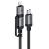 Кабель ACEFAST C20-01 USB-C to USB-C / Lightning aluminum alloy connectors charging data cable Black (7073)- № 3