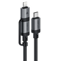 Кабель ACEFAST C20-01 USB-C to USB-C / Lightning aluminum alloy connectors charging data cable Black (Цвет 7073) - фото № 3