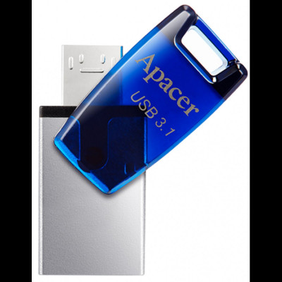 Flash Apacer USB 3.1 AH179 microUSB OTG 16Gb blue - зображення 2