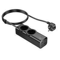 Мережевий подовжувач HOCO NS10 Wisdom 2-position (PD67W/3C1A) desktop socket (EU/GER) Black (Цвет 7073) - фото № 7