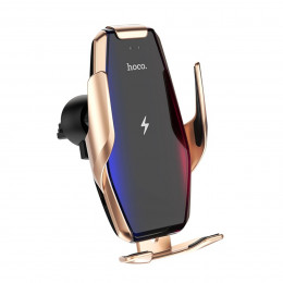 Тримач для мобільного з БЗП HOCO S14 Surpass automatic induction wireless charging car holder Gold