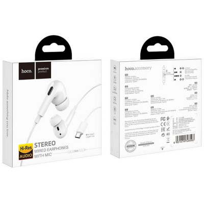 Навушники HOCO M101 Pro Crystal sound Type-C wire-controlled digital earphones with microphone White (6931474782403) - зображення 4