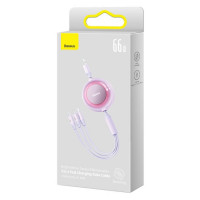Кабель Baseus Bright Mirror 2 Series Retractable 3-in-1 Fast Charging  Data Cable USB to M+L+C 66W 1.1m Purple (Колір Фиолетовый) - фото № 2