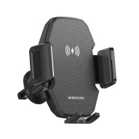 Автотримач для телефона з БЗП BOROFONE BH213 Adelante wireless fast charging car holder(air outlet) Black (Цвет Черный) - фото № 4
